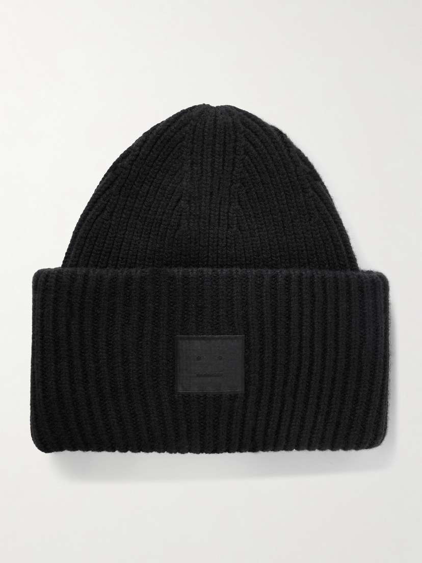 Acne Studios Appliquéd Ribbed Wool And Yak Hair-blend Beanie