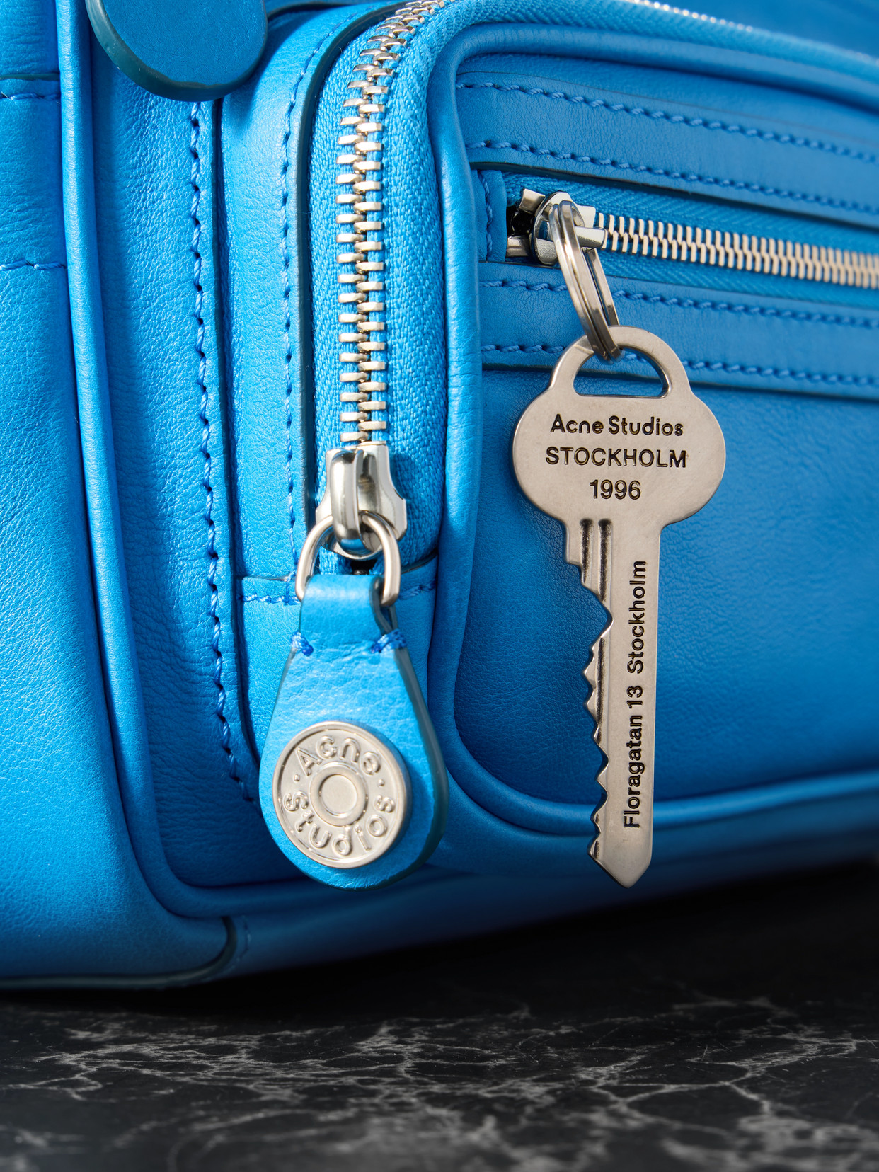Acne Studios Camero Party Small Leather Shoulder Bag In Blue