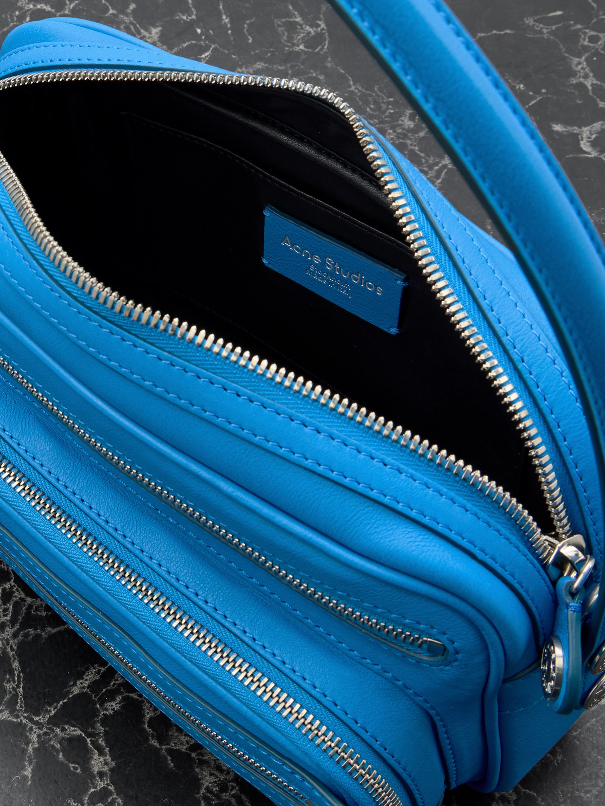 Acne Studios Camero Party Small Leather Shoulder Bag In Blue