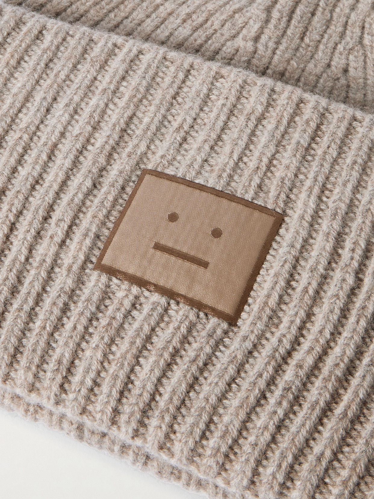 Acne Studios Appliquéd Ribbed Wool And Yak-blend Beanie In Neutral