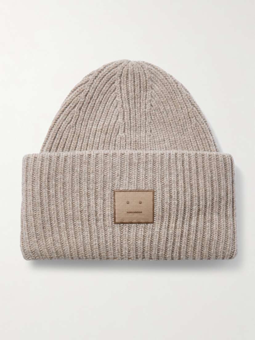 Acne Studios Appliquéd Ribbed Wool And Yak-blend Beanie