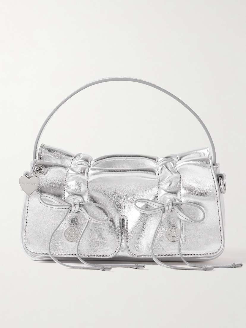 Acne Studios Multipocket Micro Metallic Leather Shoulder Bag