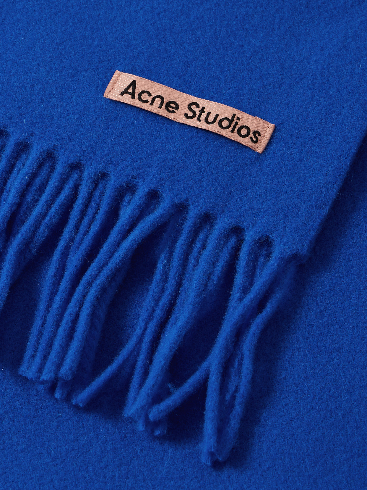 Acne Studios Fringed Wool Scarf In Blue