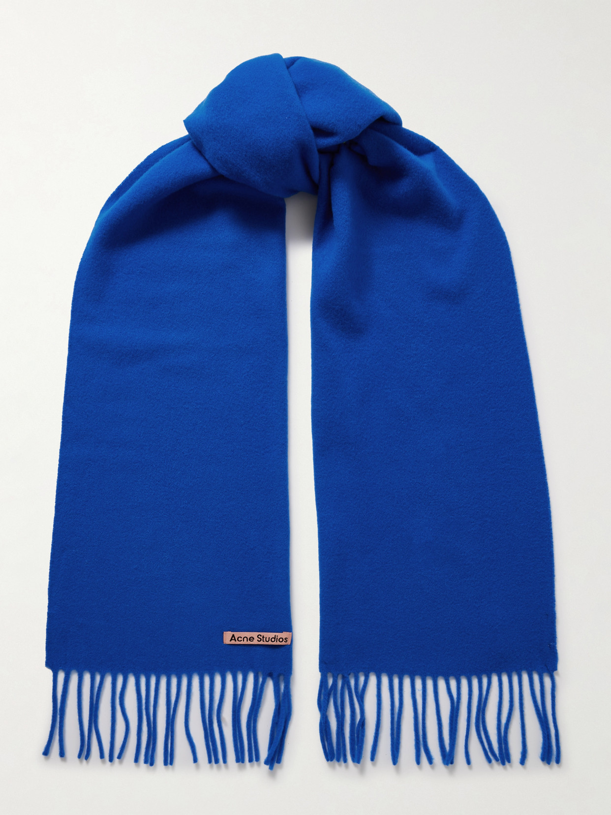 Acne Studios Fringed Wool Scarf In Blue