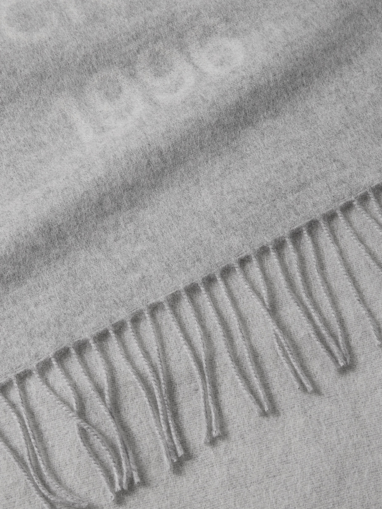 Acne Studios Fringed Wool-jacquard Scarf In Gray