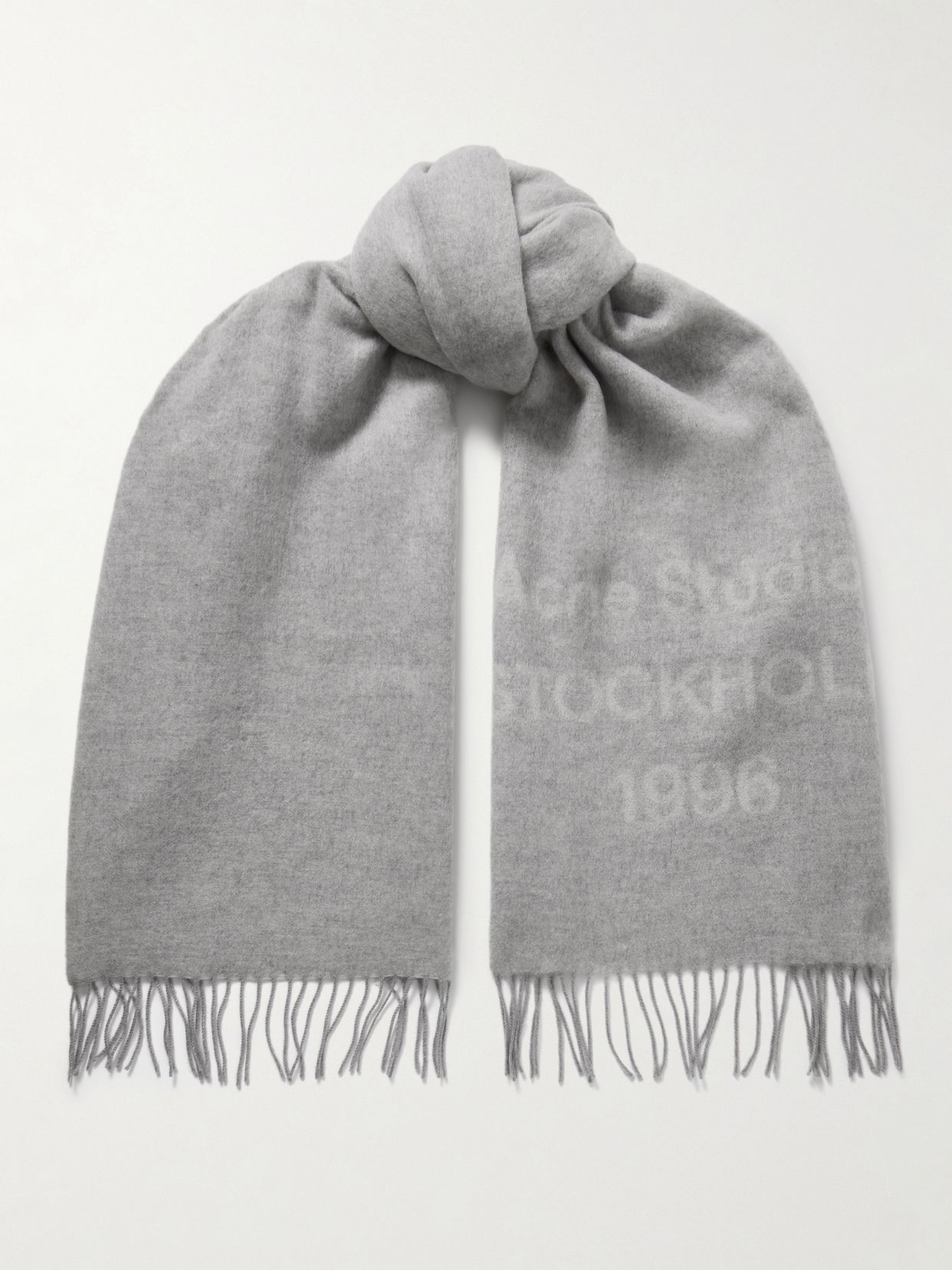 Fringed Wool Jacquard Scarf