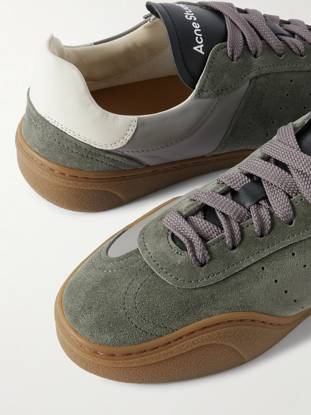 Acne Studios Suede And Leather Sneakers In Gray