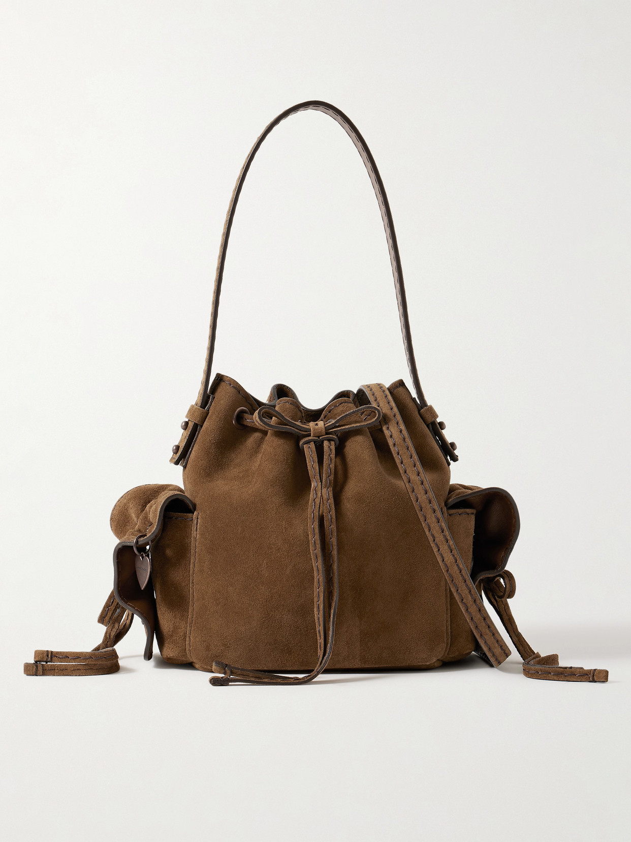 Acne Studios Suede Bucket Bag In Brown