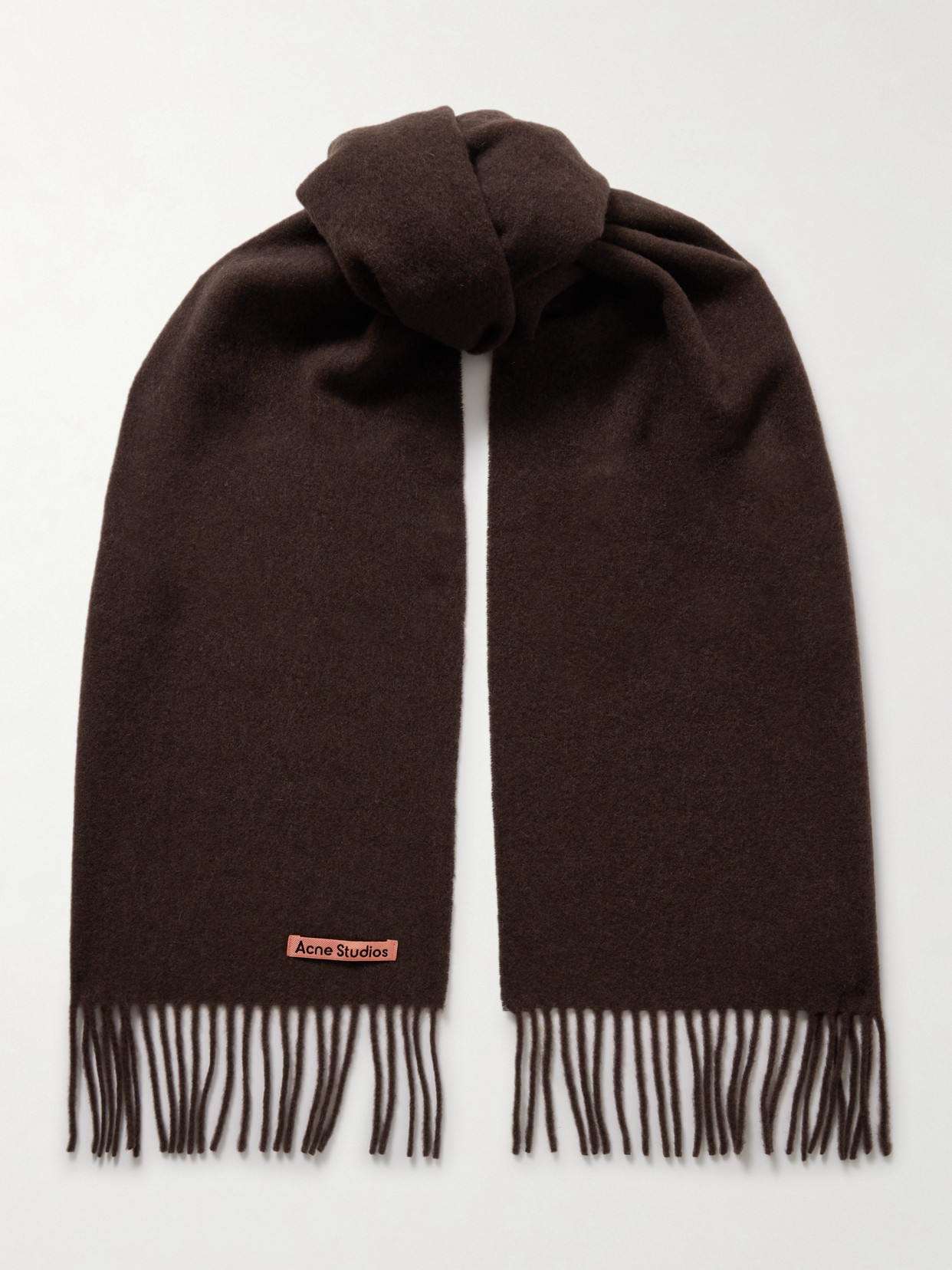 Acne Studios Fringed Wool Scarf In Gold