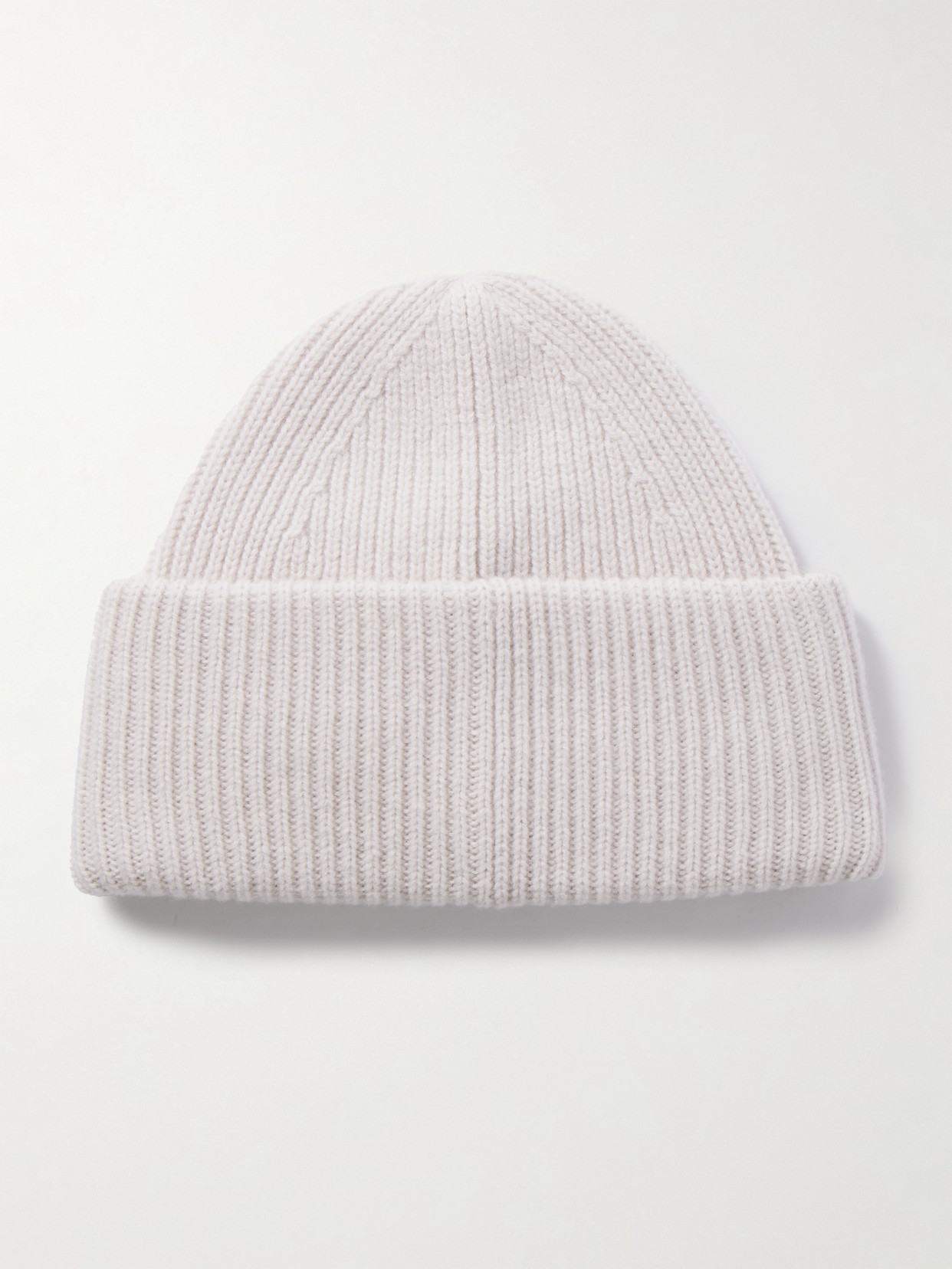 Acne Studios Appliquéd Ribbed Wool And Yak Hair-blend Beanie In Gray