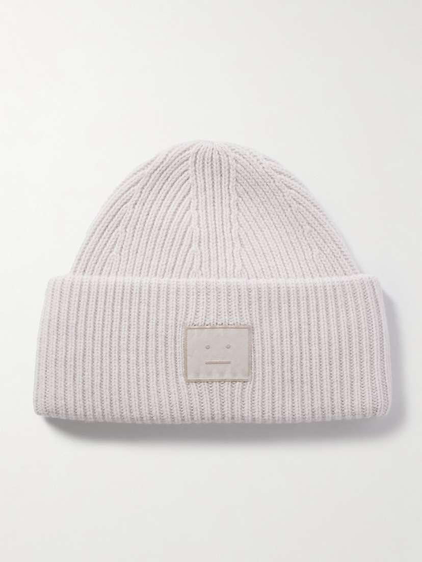Acne Studios Appliquéd Ribbed Wool And Yak Hair-blend Beanie