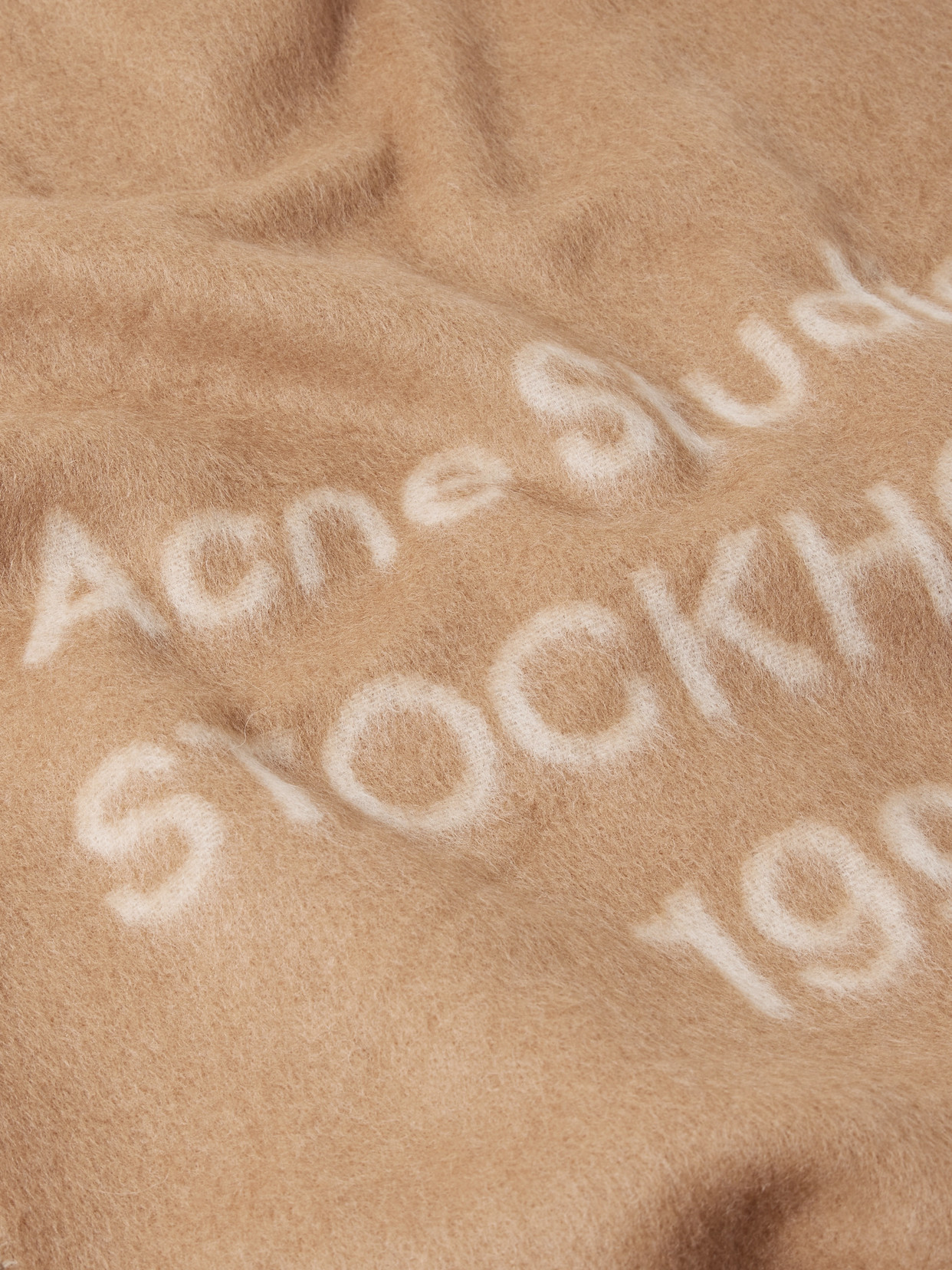Acne Studios Fringed Wool-jacquard Scarf In Brown