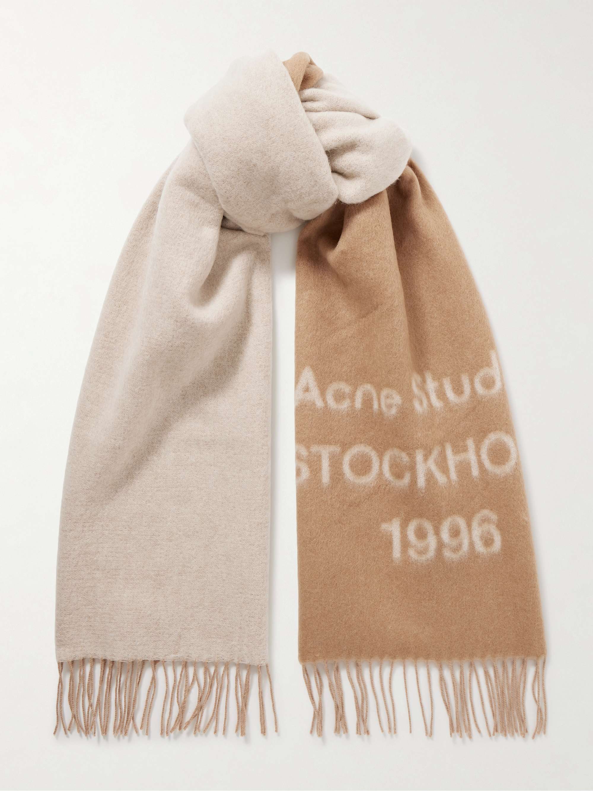 小物 acne studious JACQUARD LOGO SCARF Acne Studios - Logo jacquard scarf - Camel/ecru