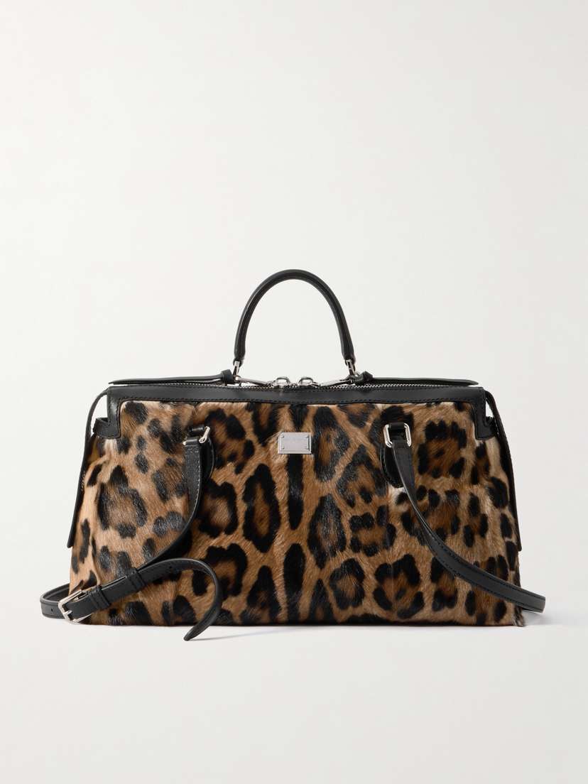 Dolce & Gabbana Rumble Leather-trimmed Leopard-print Goat Hair Shoulder Bag