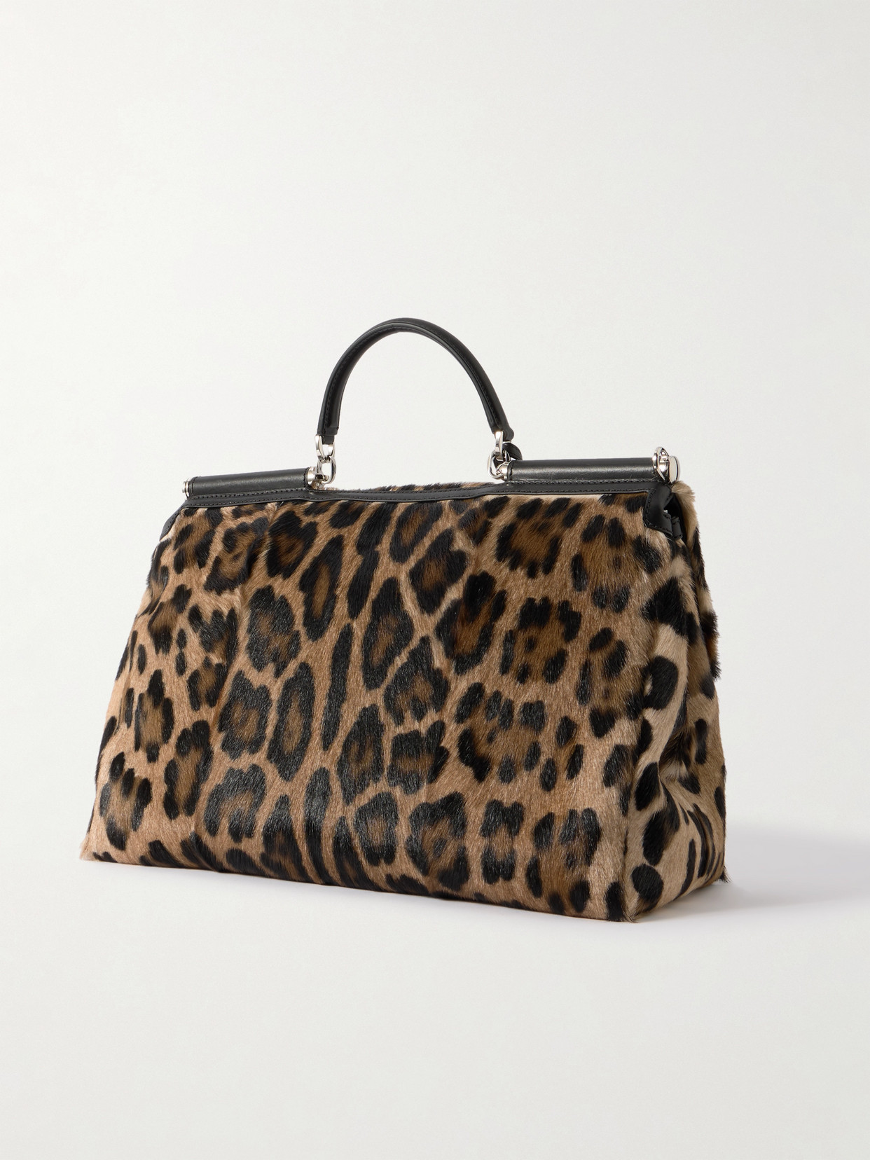 Dolce & Gabbana Vittoria Leather-trimmed Leopard-print Goat Hair Shoulder Bag In Orange