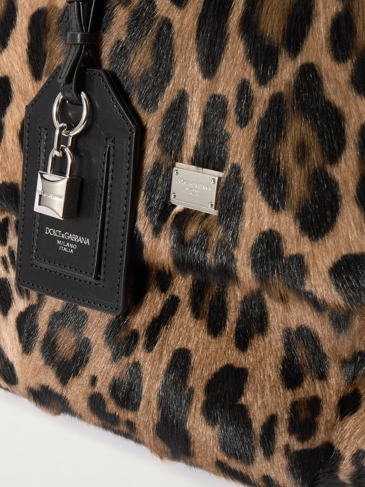 Dolce & Gabbana Vittoria Leather-trimmed Leopard-print Goat Hair Shoulder Bag In Orange