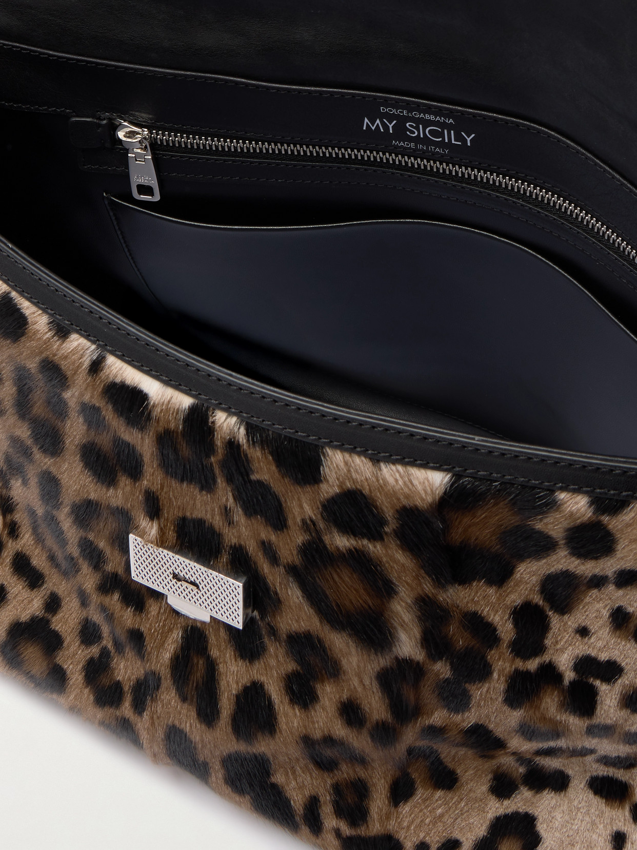 Dolce & Gabbana Vittoria Leather-trimmed Leopard-print Goat Hair Shoulder Bag In Orange