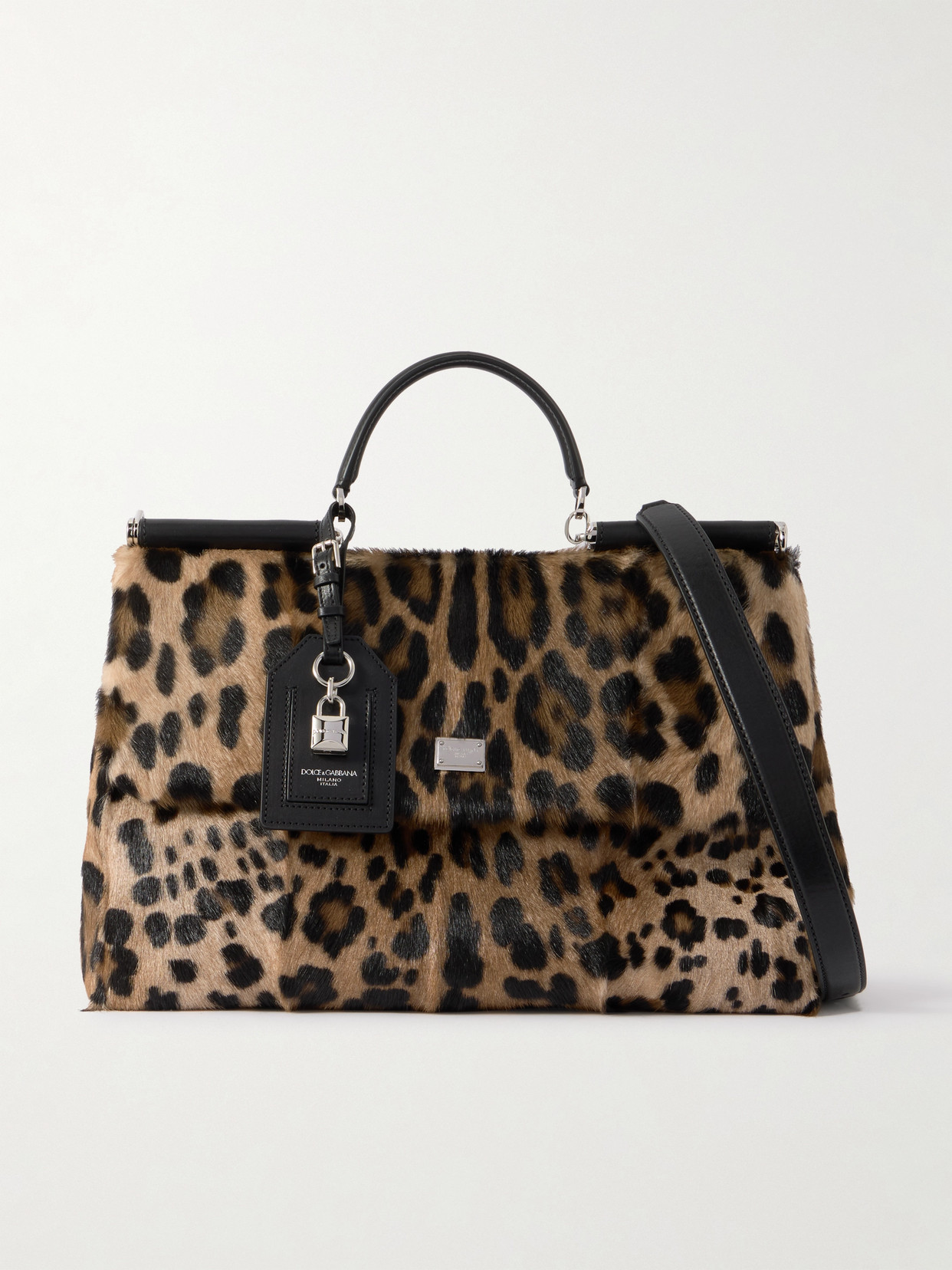 Dolce & Gabbana Vittoria Leather-trimmed Leopard-print Goat Hair Shoulder Bag In Orange