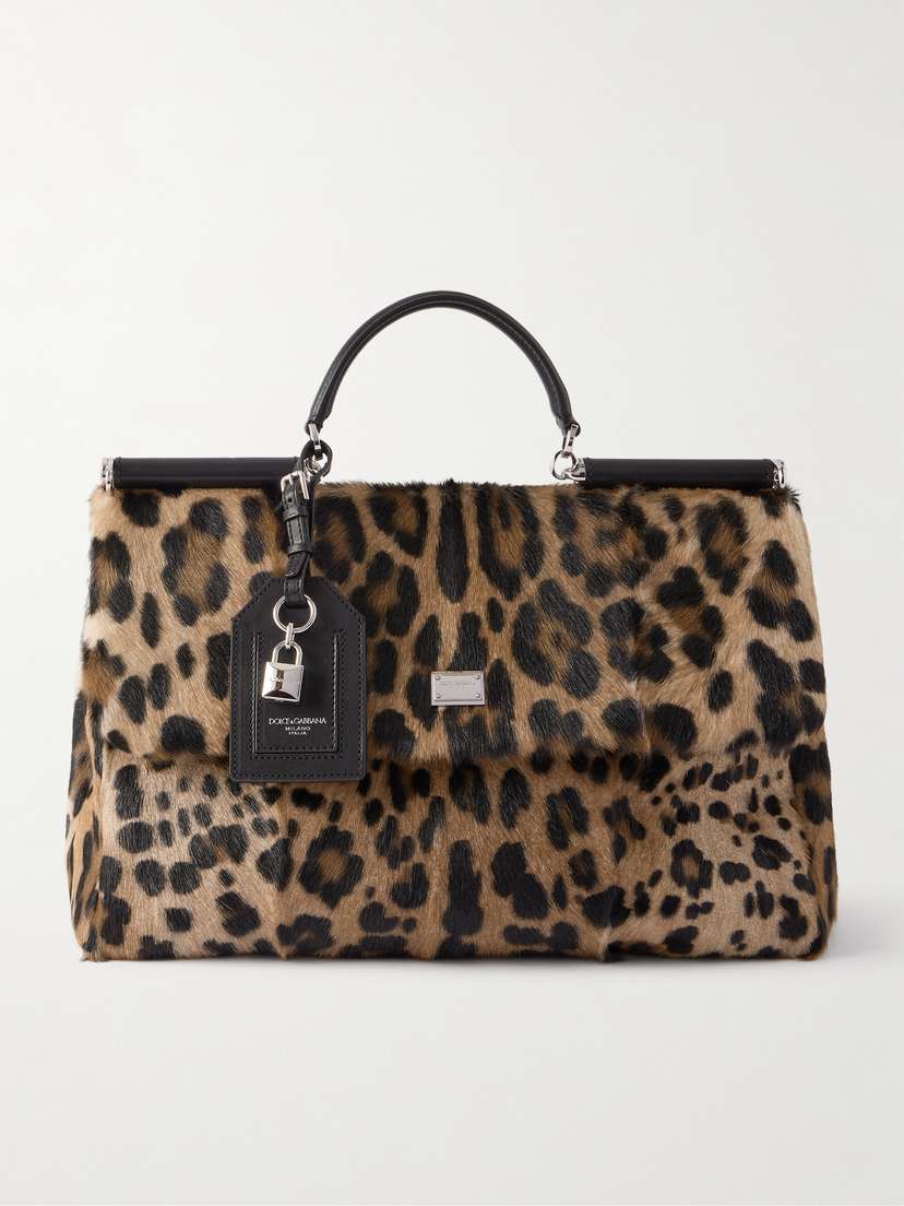 Dolce & Gabbana Rumble Leather-trimmed Leopard-print Goat Hair Shoulder Bag