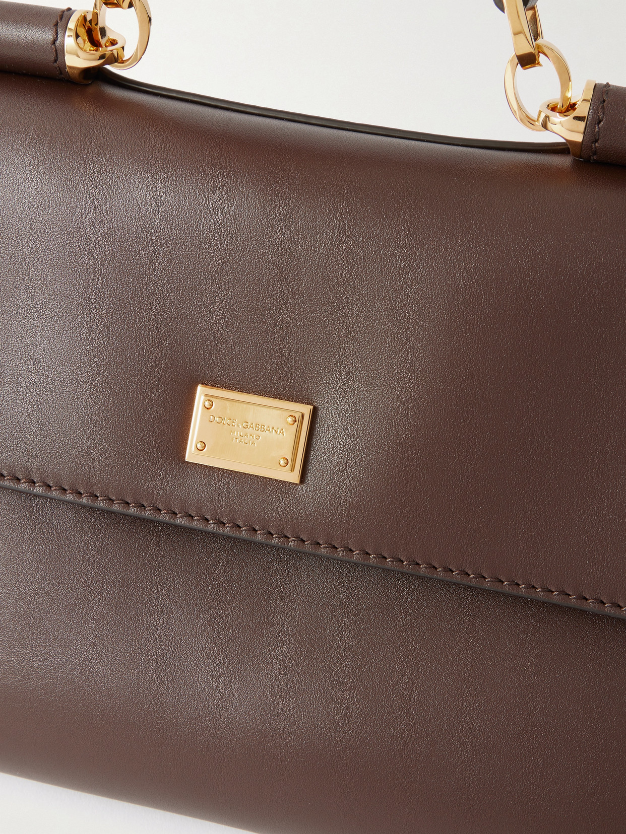 Dolce & Gabbana My Sicily Leather Shoulder Bag In Brown