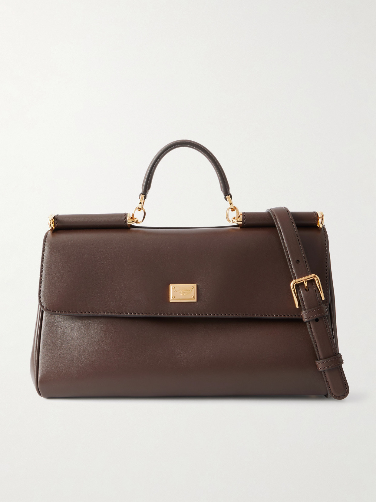 Dolce & Gabbana My Sicily Leather Shoulder Bag In Brown