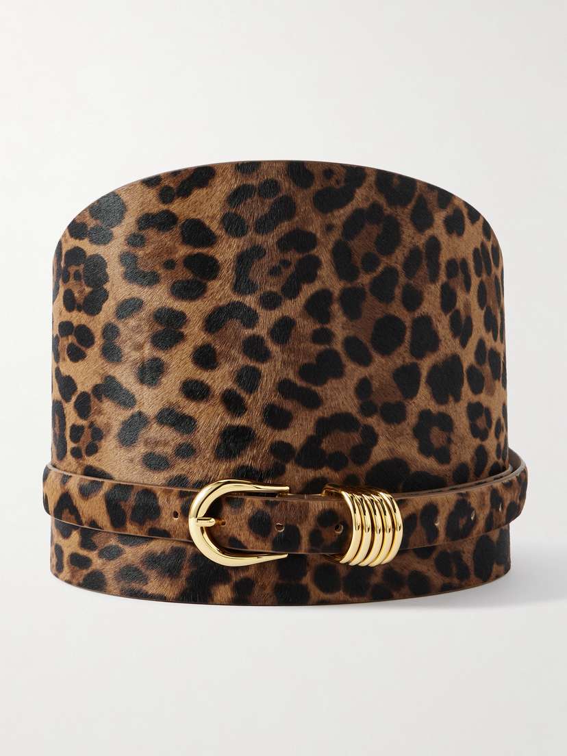 Déhanche Leopard-print Calf Hair Waist Belt