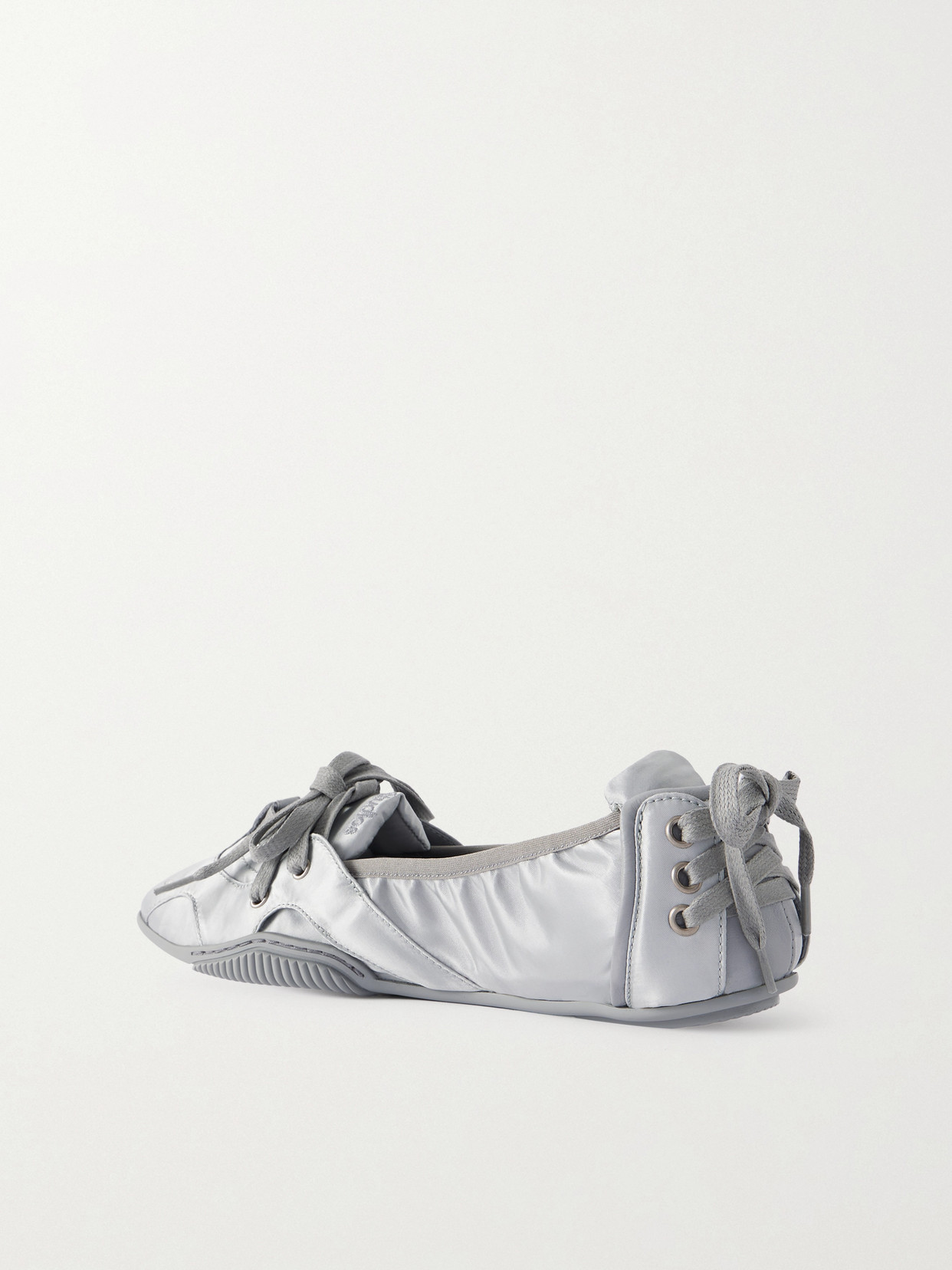 Acne Studios Bilaria Paneled Logo-print Satin Ballet Flats In Silver