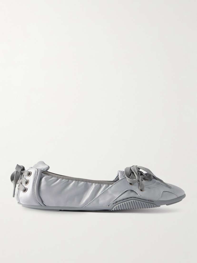 Acne Studios Bilaria Paneled Logo-print Satin Ballet Flats