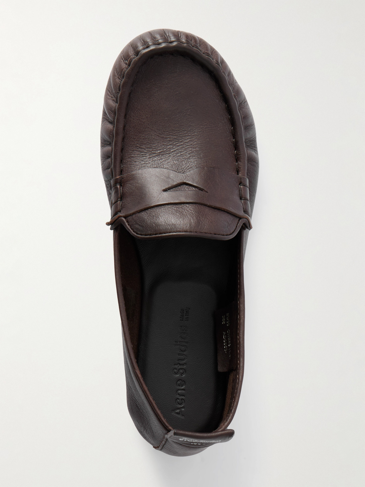 Acne Studios Dark Brown Nappa Leather Loafers With Penny Strap Detail In Brown
