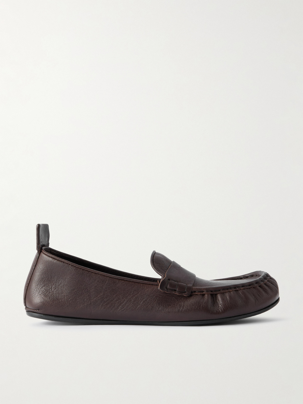 Acne Studios Dark Brown Nappa Leather Loafers With Penny Strap Detail In Brown