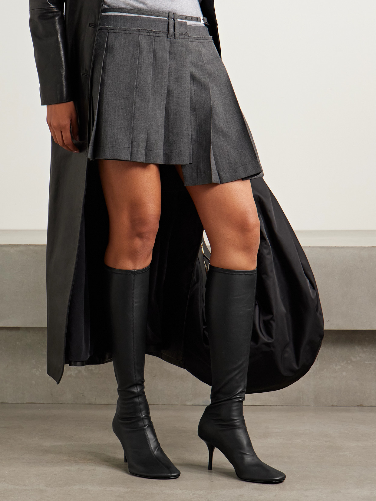 Acne Studios Leather Knee Boots In Animal Print