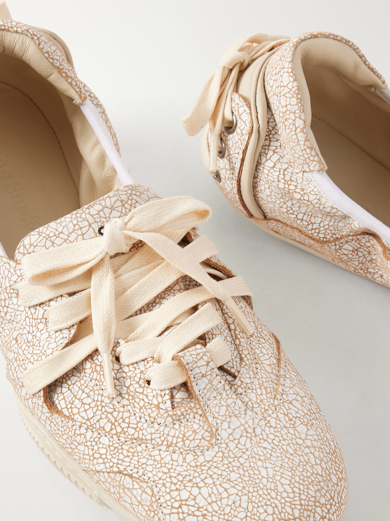 Bilaria Lace-Up Cracklé Ballet Flats