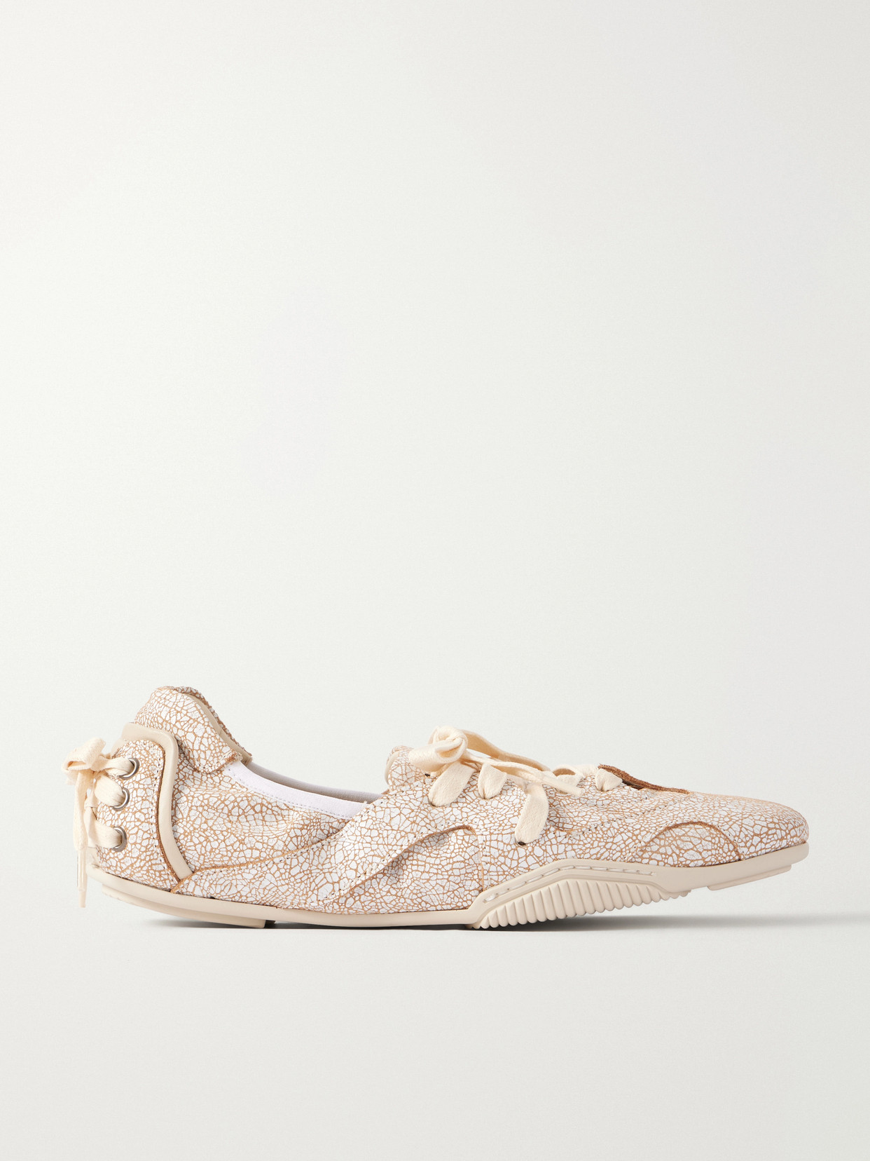 Bilaria Lace-Up Cracklé Ballet Flats