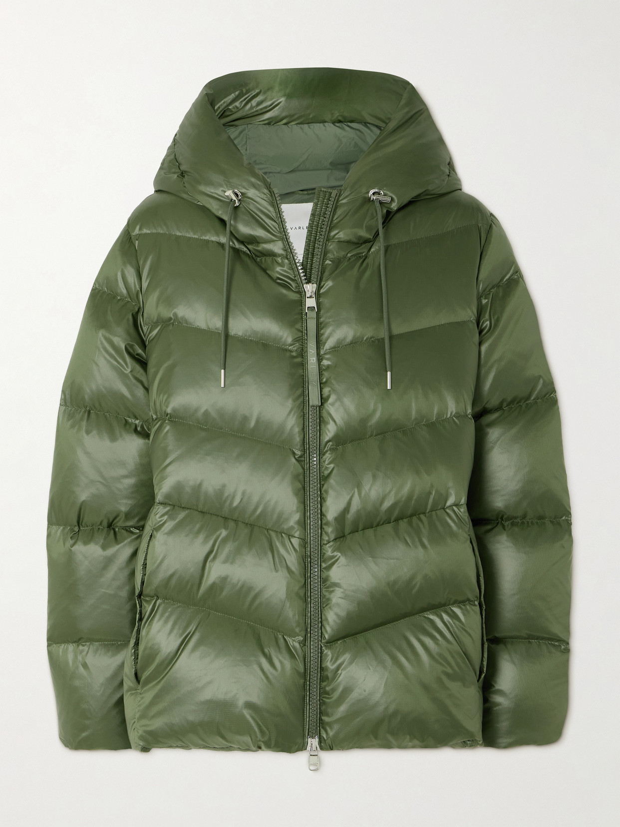 Varley Madelina Hooded Quilted Shell Down Jacket In Green