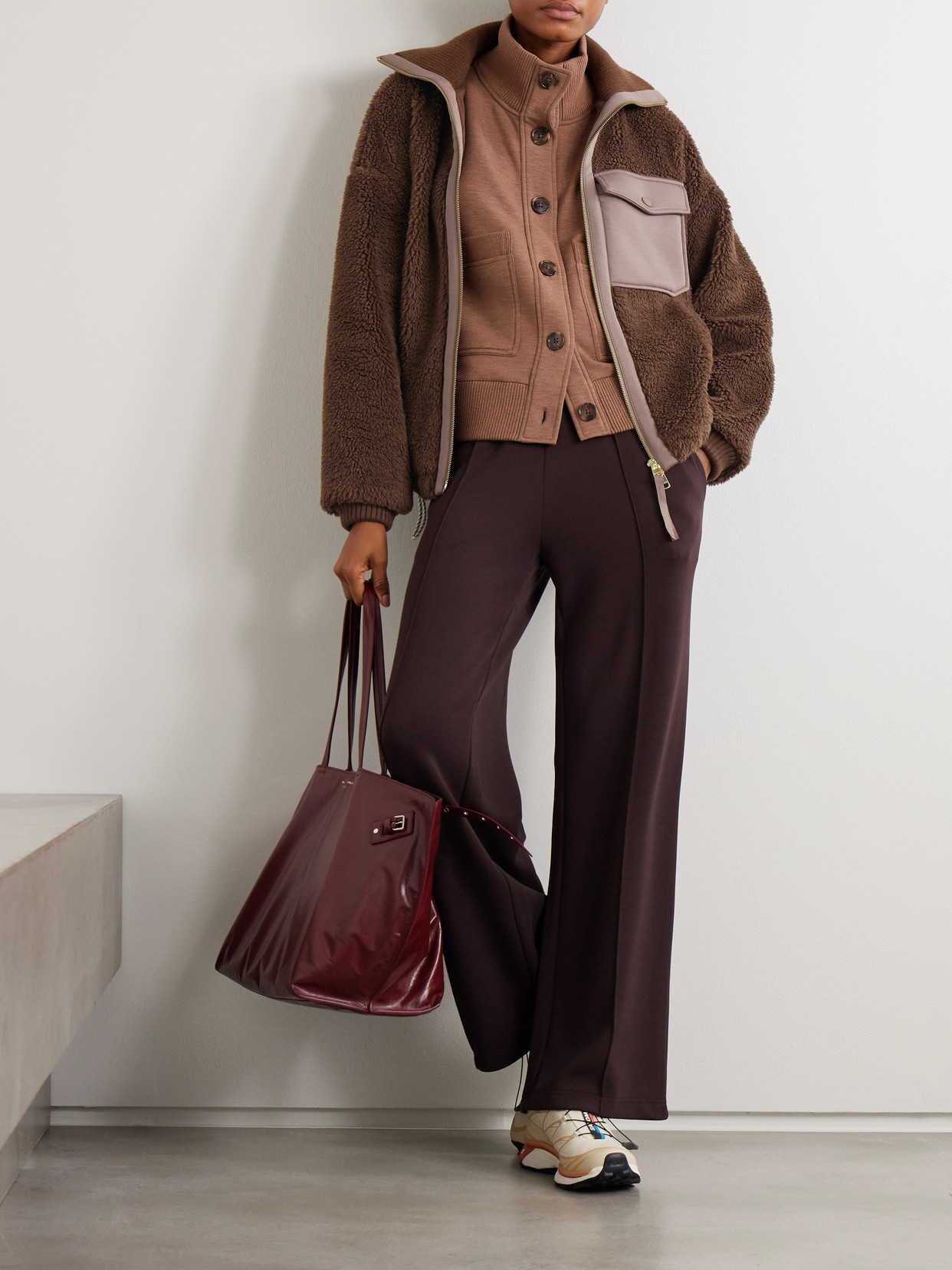 Varley Womens Lowell Sherpa Fleece Jacket Carafe In Brown