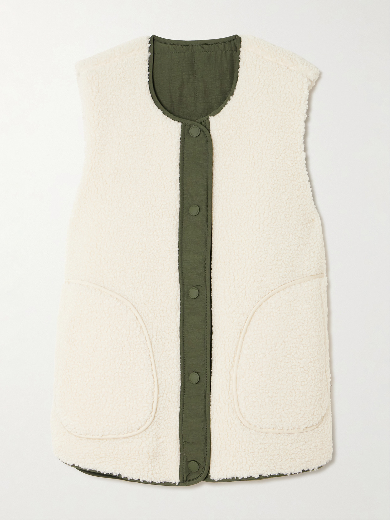 Varley Audrea Reversible Fleece And Quilted Shell Vest In Green