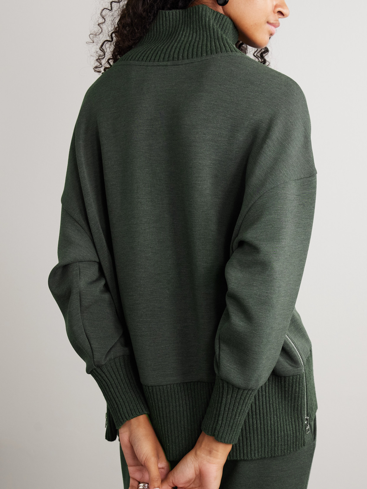 Barker Oversized Zip-Detailed Stretch-Jersey Turtleneck Sweatshirt