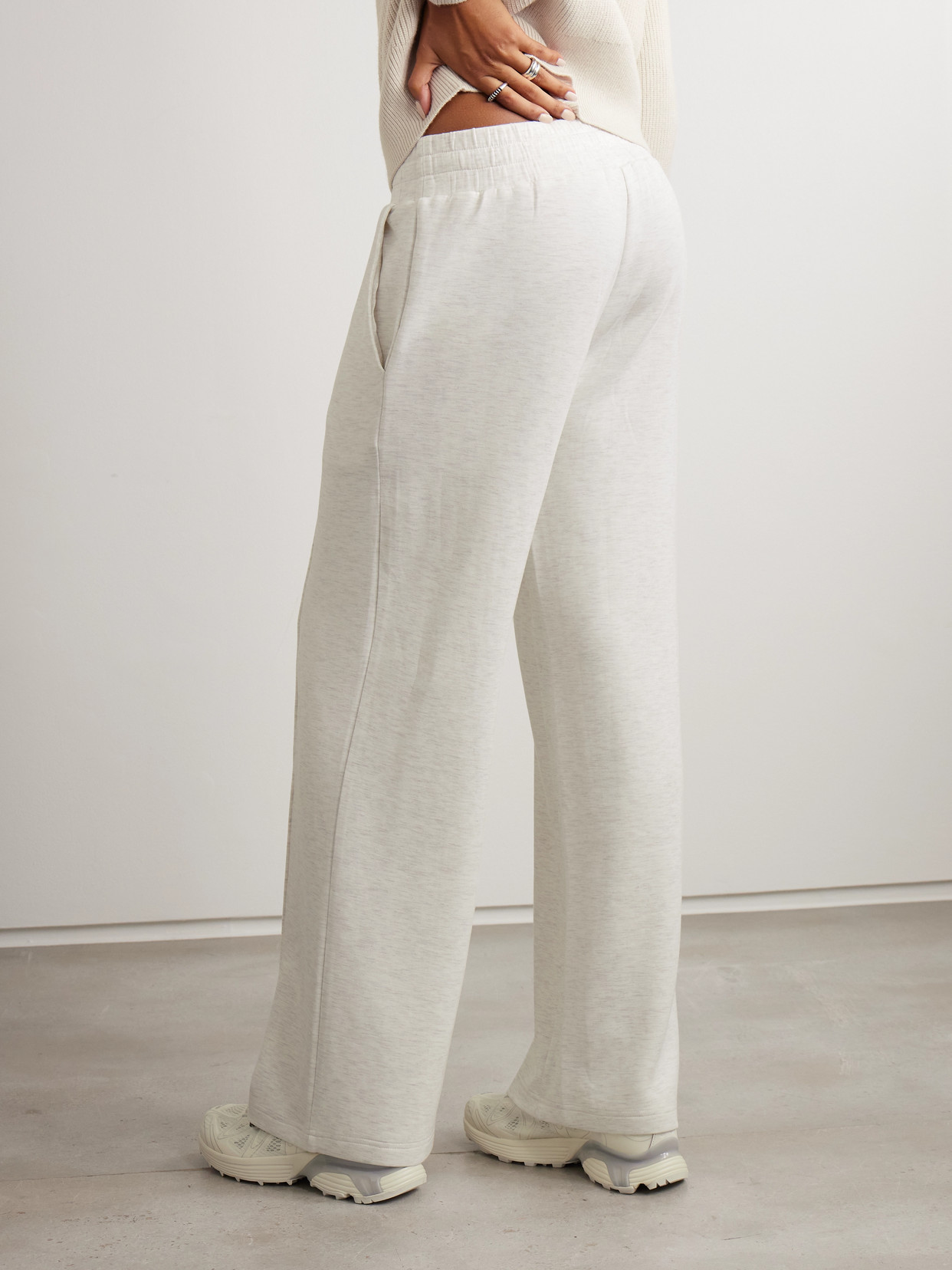 Varley Womens Egret The Extra Wide-leg 29.5 Jersey Trousers In Animal Print