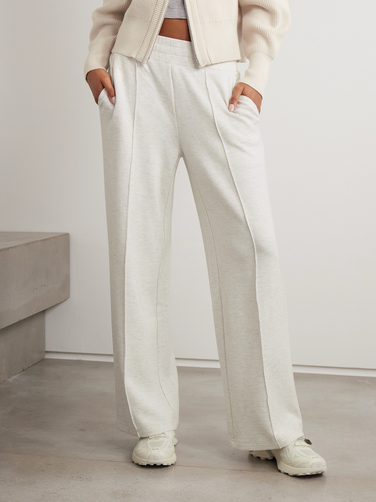 Varley Womens Egret The Extra Wide-leg 29.5 Jersey Trousers In Animal Print