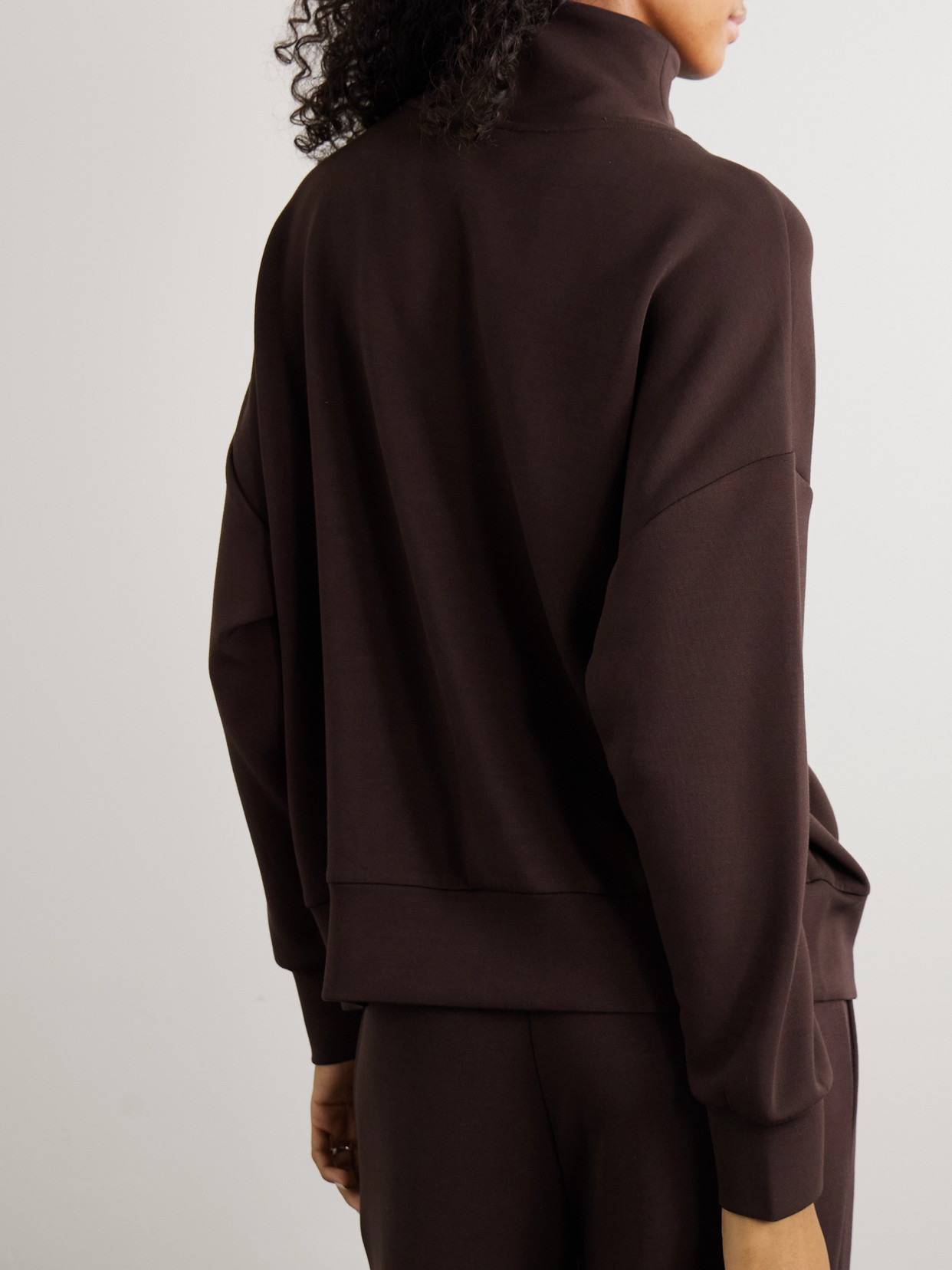 Varley Sian Cropped Half Zip Midlayer In Brown