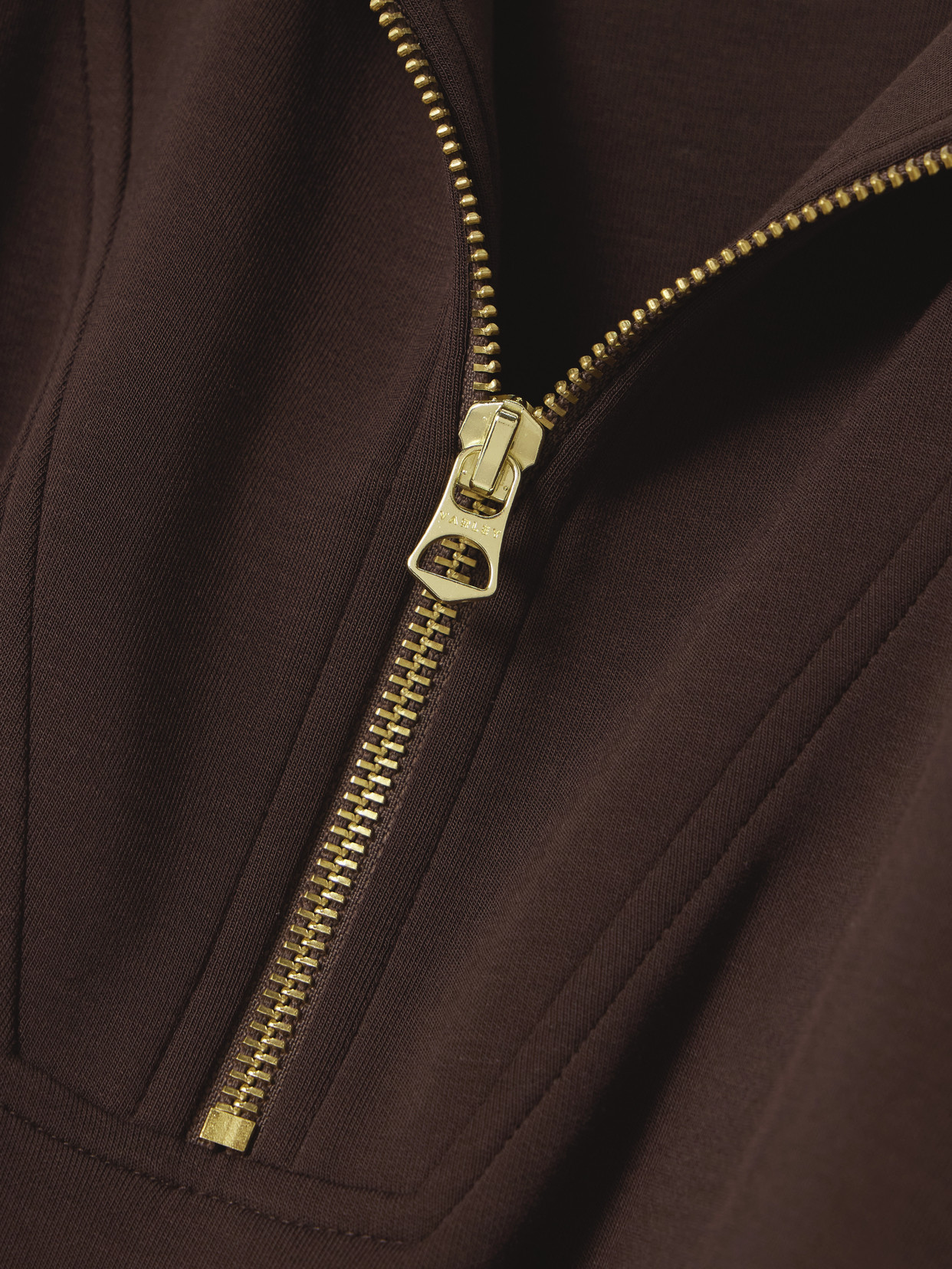Varley Sian Cropped Half Zip Midlayer In Brown