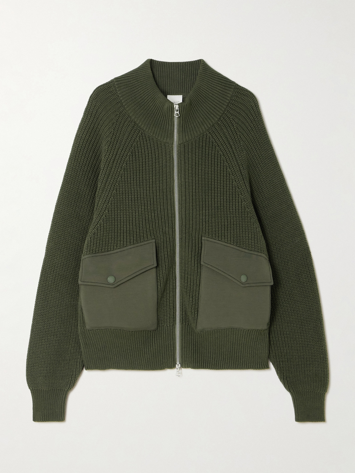 Varley Tessa Doublesoft®-trimmed Ribbed Cotton Cardigan In Green