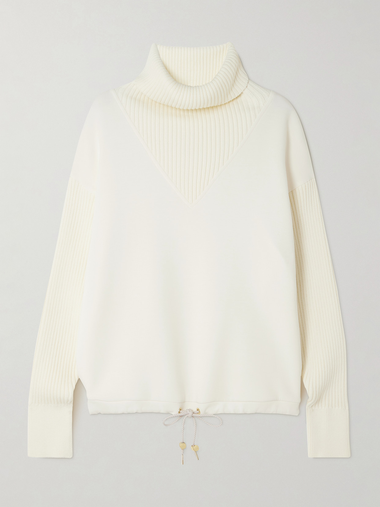 Varley Hannah Paneled Doublesoft® And Ribbed-knit Sweatshirt In White
