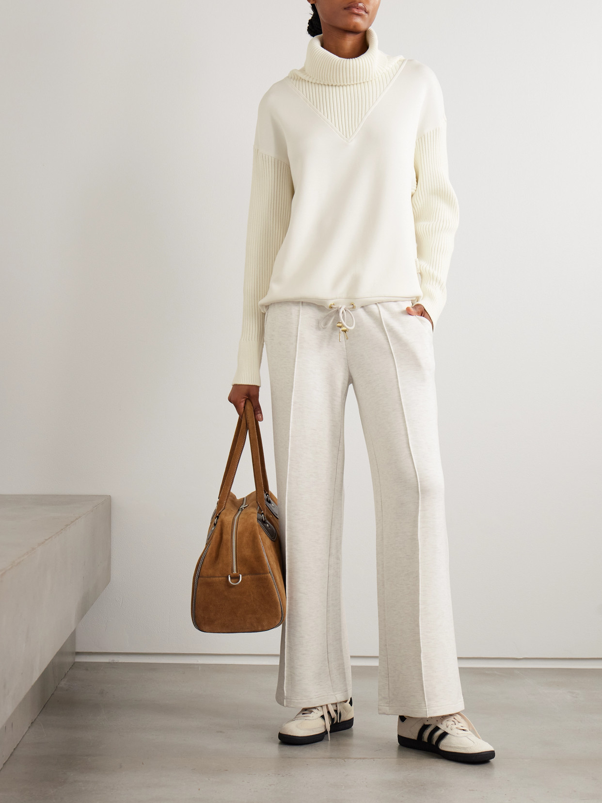 Hannah Paneled Doublesoft And Ribbed-Knit Sweatshirt