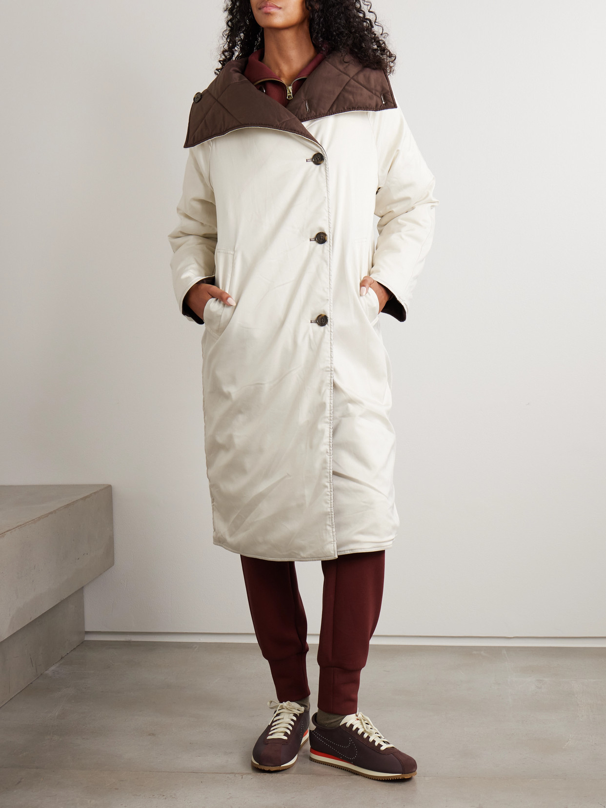 Annalise Reversible Quilted Lyocell-Blend Coat