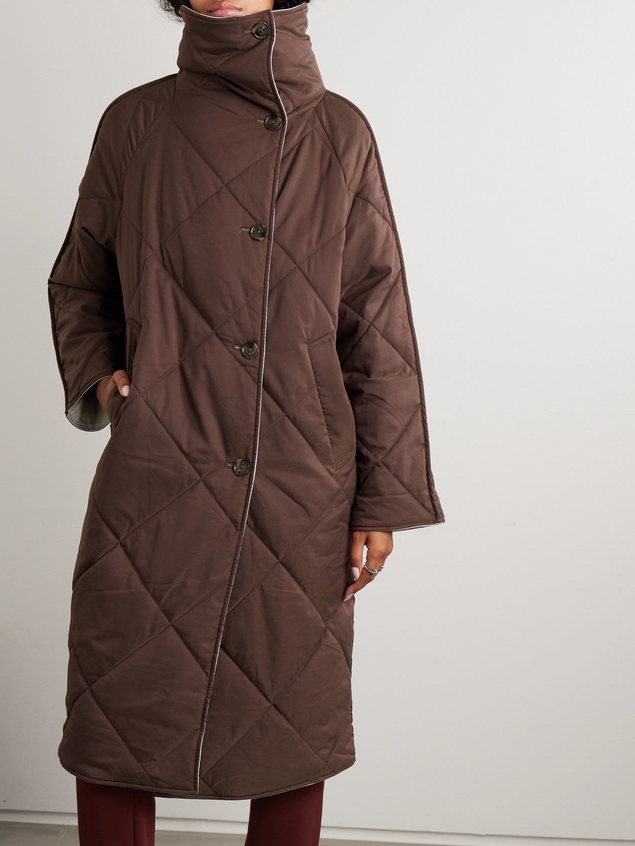 Annalise Reversible Quilted Lyocell-Blend Coat