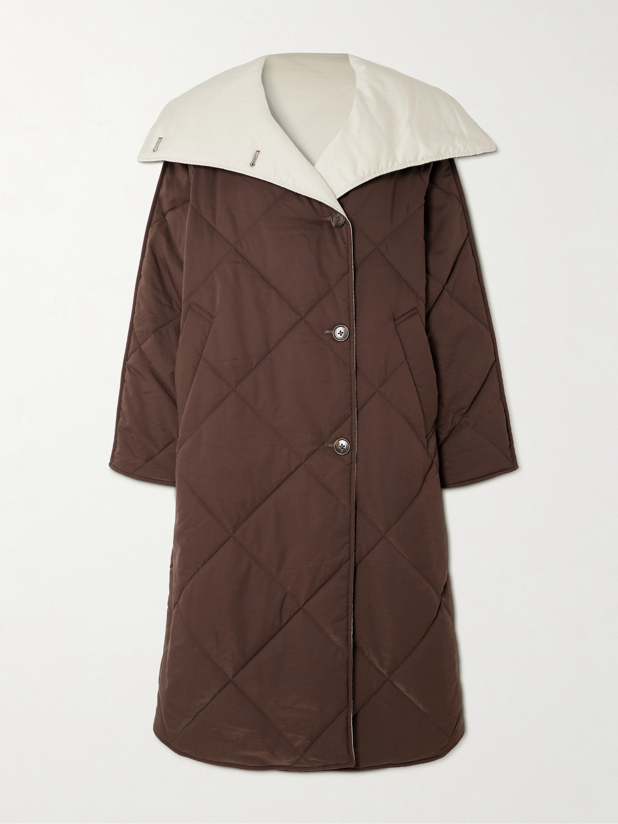 Varley Annalise Reversible Quilted Lyocell-blend Coat In Brown