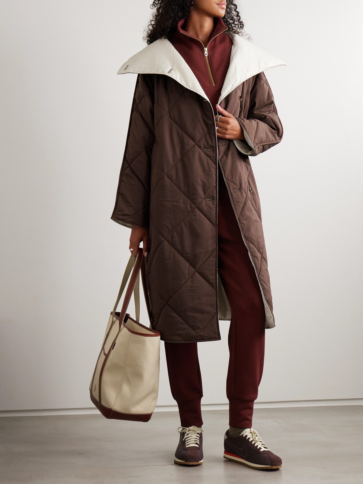Annalise Reversible Quilted Lyocell-Blend Coat