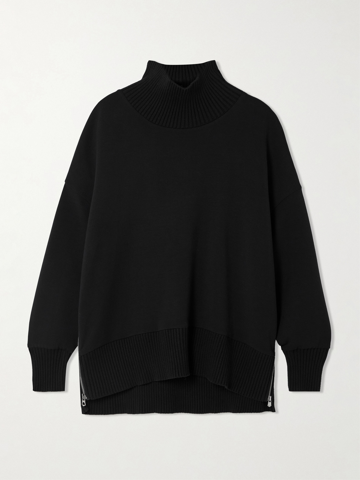 Varley Barker Oversized Zip-detailed Stretch-jersey Turtleneck Sweatshirt In Black
