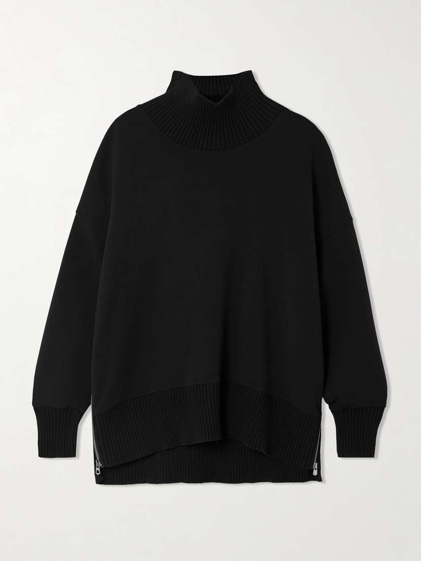 Varley Barker Oversized Zip-detailed Stretch-jersey Turtleneck Sweatshirt